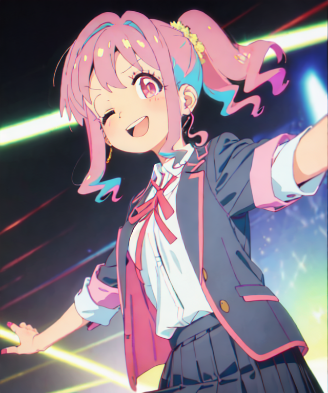 04427-2100176486-(HozukiKaede);1girl,solo,ponytail,pink hair,pink_nails,(one_eye_closed),naughty_face,happy,smile,open_mouth,school_uniform,pleat.png